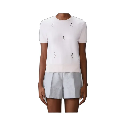 Geese-Embroidered Cotton T-Shirt