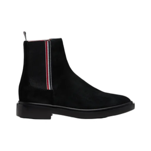 Elastic-Panel Suede Boots