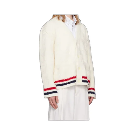 Ribbed Knit Rwb Stripe Cardigan