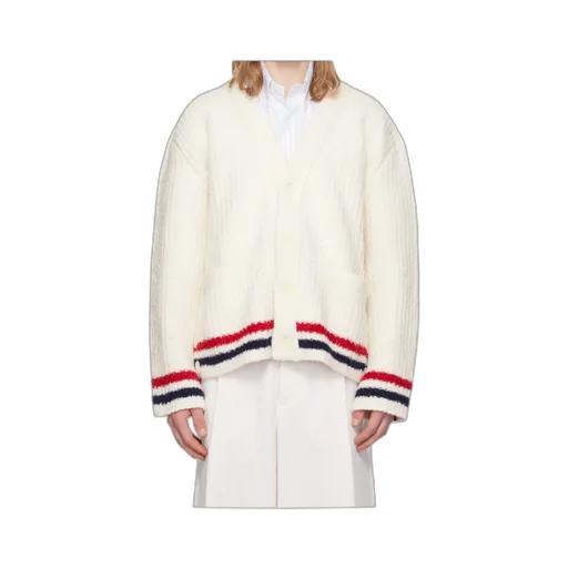 Ribbed Knit Rwb Stripe Cardigan