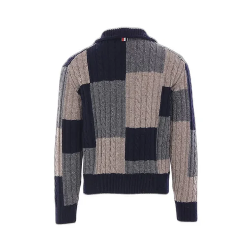 Checked Knitted Cardigan