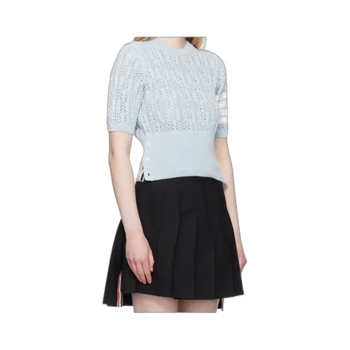 4-Bar Pointelle Knitted T-Shirt