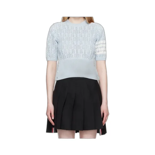 4-Bar Pointelle Knitted T-Shirt