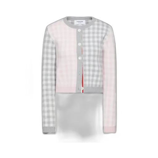 Gingham-Check Wool Cardigan