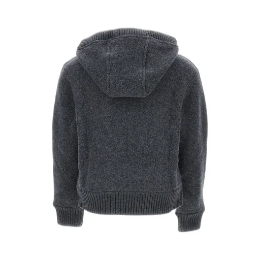 Zip-Up Drawstring Knitted Hoodie