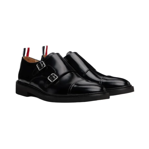 Leather Double Monk Strap Shoes