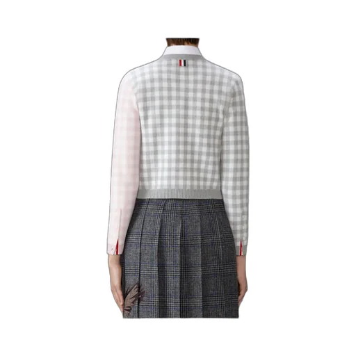 Gingham-Check Wool Cardigan