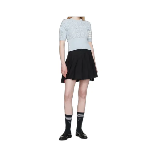 4-Bar Pointelle Knitted T-Shirt