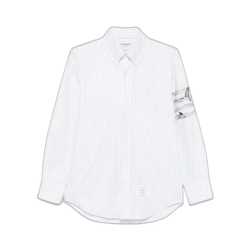 Motif Embroidered Striped Shirt
