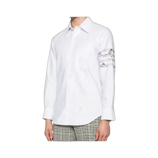 Motif Embroidered Striped Shirt