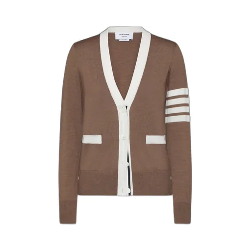4-Bar Striped V-Neck Cardigan