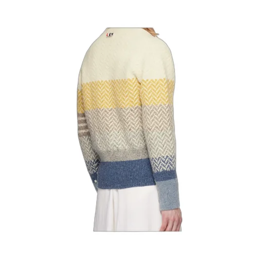 Stripe-Jacquard V-Neck Cardigan