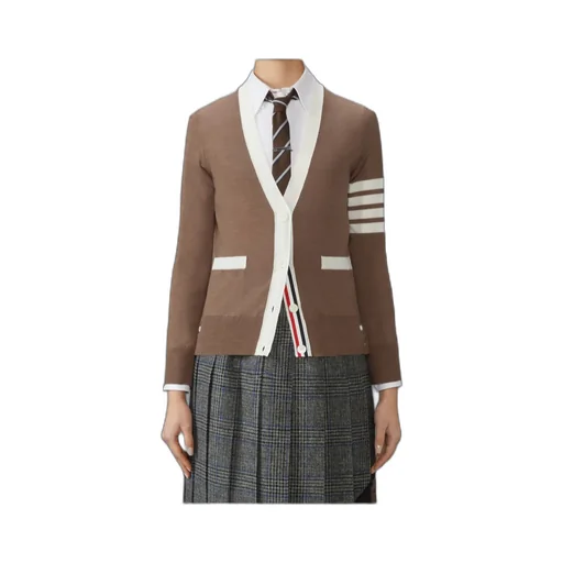 4-Bar Striped V-Neck Cardigan