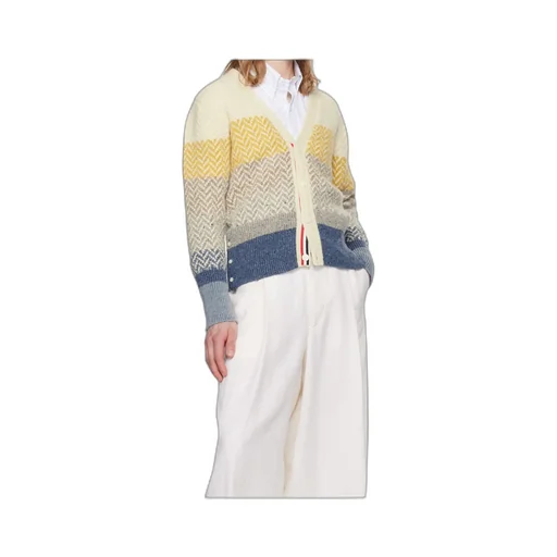 Stripe-Jacquard V-Neck Cardigan