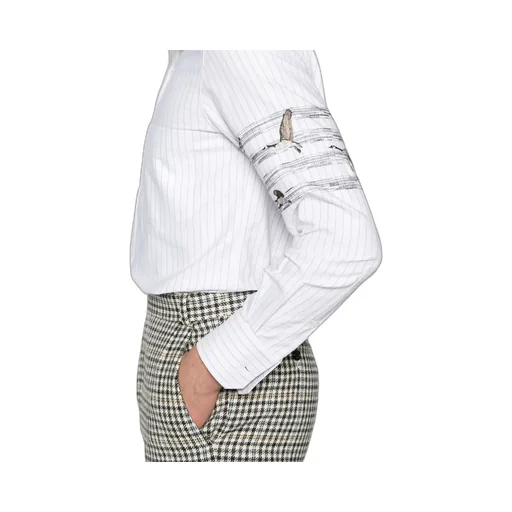 Motif Embroidered Striped Shirt