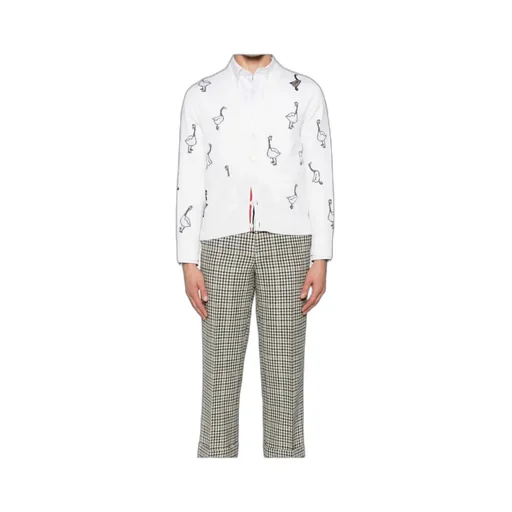 Motif Embroidered Striped Shirt