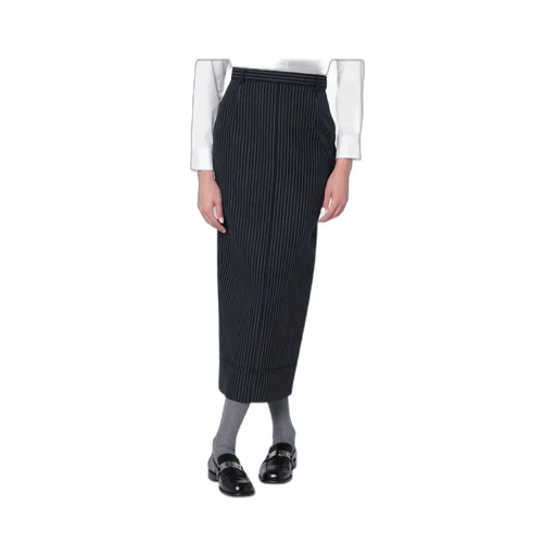 Pinstriped Pencil Midi Skirt