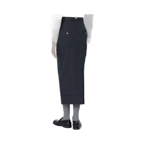 Pinstriped Pencil Midi Skirt