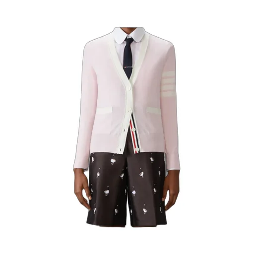 4-Bar Striped V-Neck Cardigan