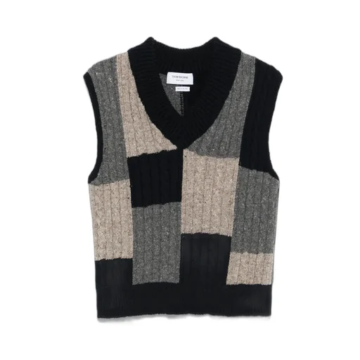 Patchwork Cable-Knit Vest