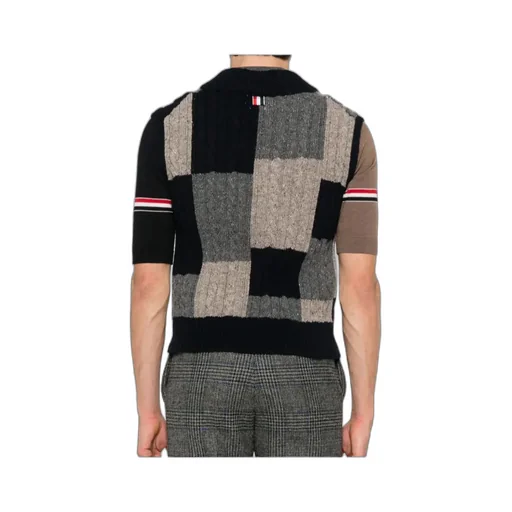 Patchwork Cable-Knit Vest