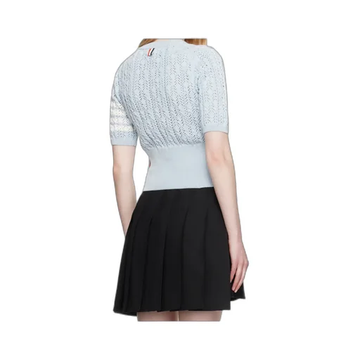 4-Bar Pointelle Knitted T-Shirt