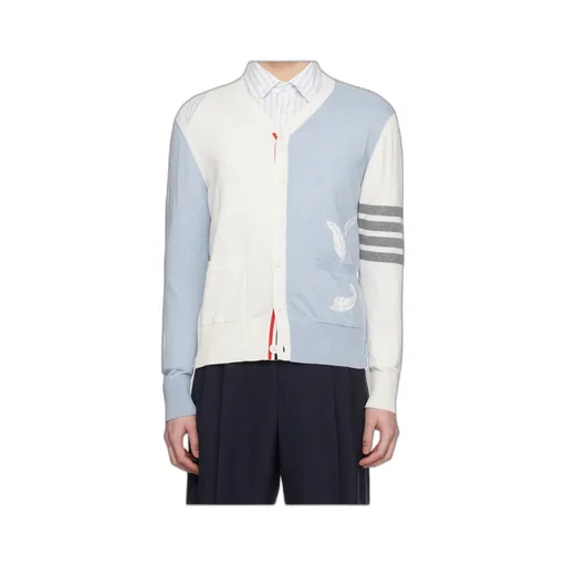 Feather-Intarsia Cotton Cardigan