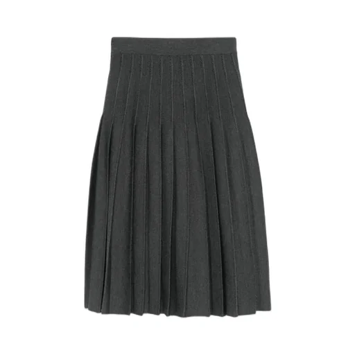 Pleated Pointelle Midi Skirt
