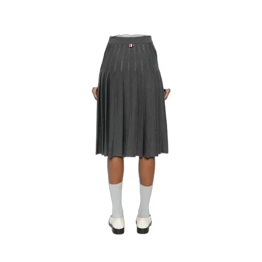 Pleated Pointelle Midi Skirt