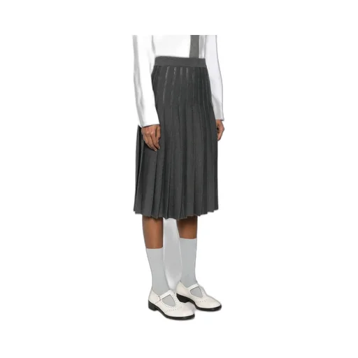 Pleated Pointelle Midi Skirt