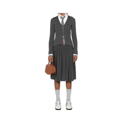 Pleated Pointelle Midi Skirt