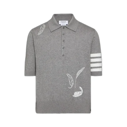 Feather-Intarsia Cotton Polo Shirt