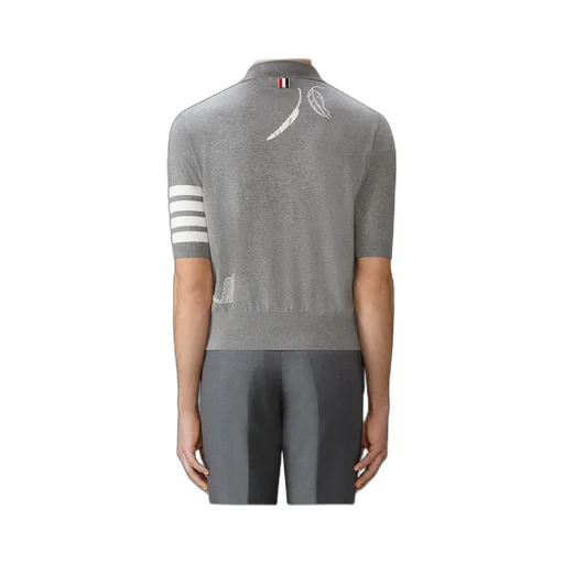 Feather-Intarsia Cotton Polo Shirt