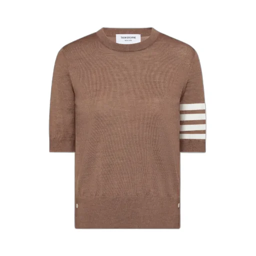 4 Bar Sleeved Fine-Knitted T-Shirt