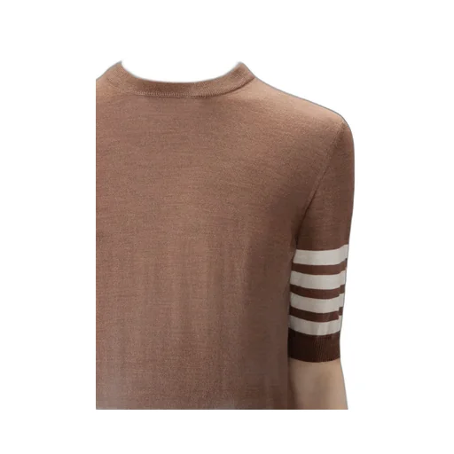 4 Bar Sleeved Fine-Knitted T-Shirt