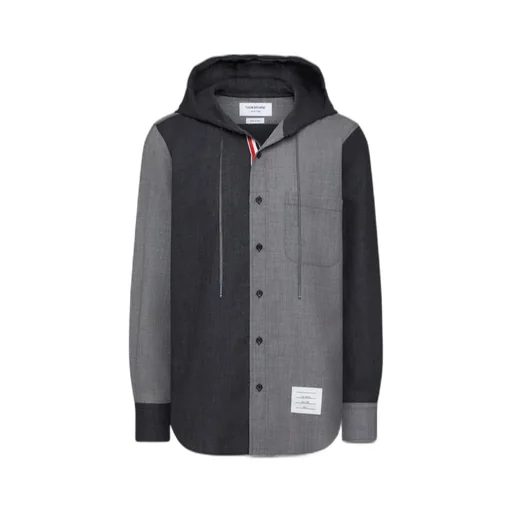 Rwb-Striped Drawstring Hooded Shirt