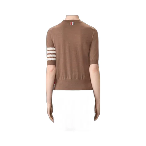 4 Bar Sleeved Fine-Knitted T-Shirt