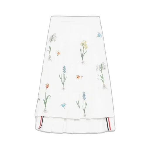 Classic Botanical Flower Pleated Skirt
