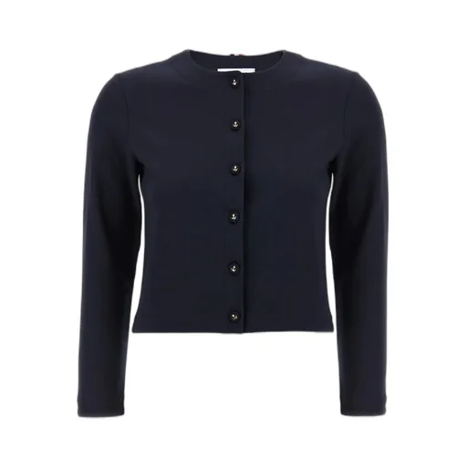 Ancora-Detailed Crewneck Knitted Cardigan