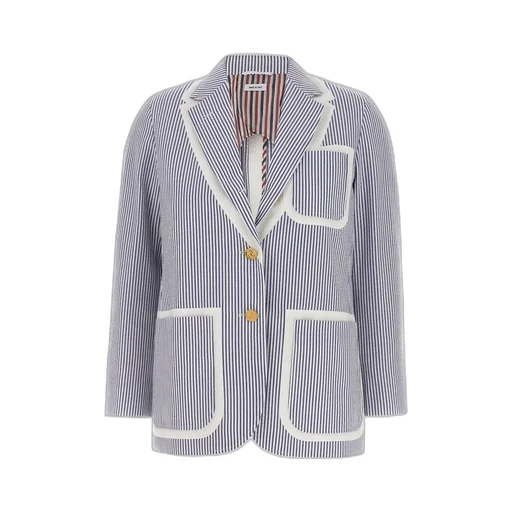Single-Breasted Seersucker Blazer
