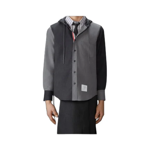 Rwb-Striped Drawstring Hooded Shirt