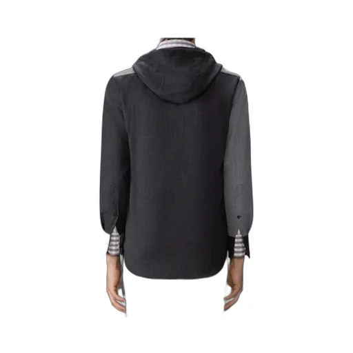 Rwb-Striped Drawstring Hooded Shirt