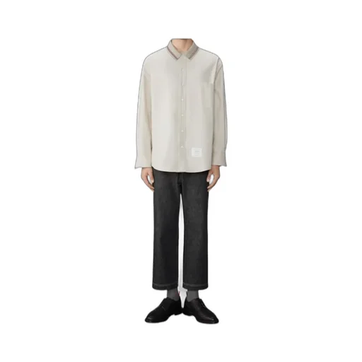 Rwb Striped Curved Hem Shirt