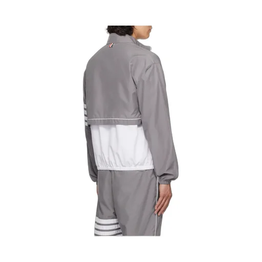 4-Bar Stripe Detailed Zipped Windbreaker
