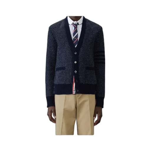 4-Bar Textured-Knit Cardigan