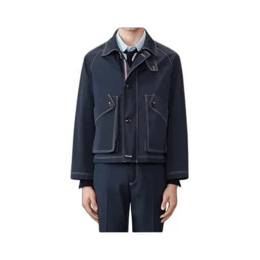 Contrast-Stitching Raglan Jacket