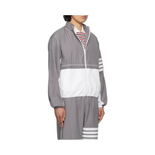 4-Bar Stripe Detailed Zipped Windbreaker