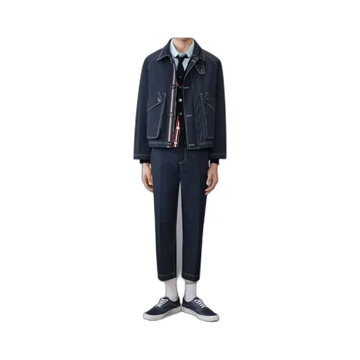 Contrast-Stitching Raglan Jacket