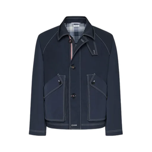 Contrast-Stitching Raglan Jacket