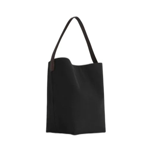 Leather-Handle Cotton Tote Bag